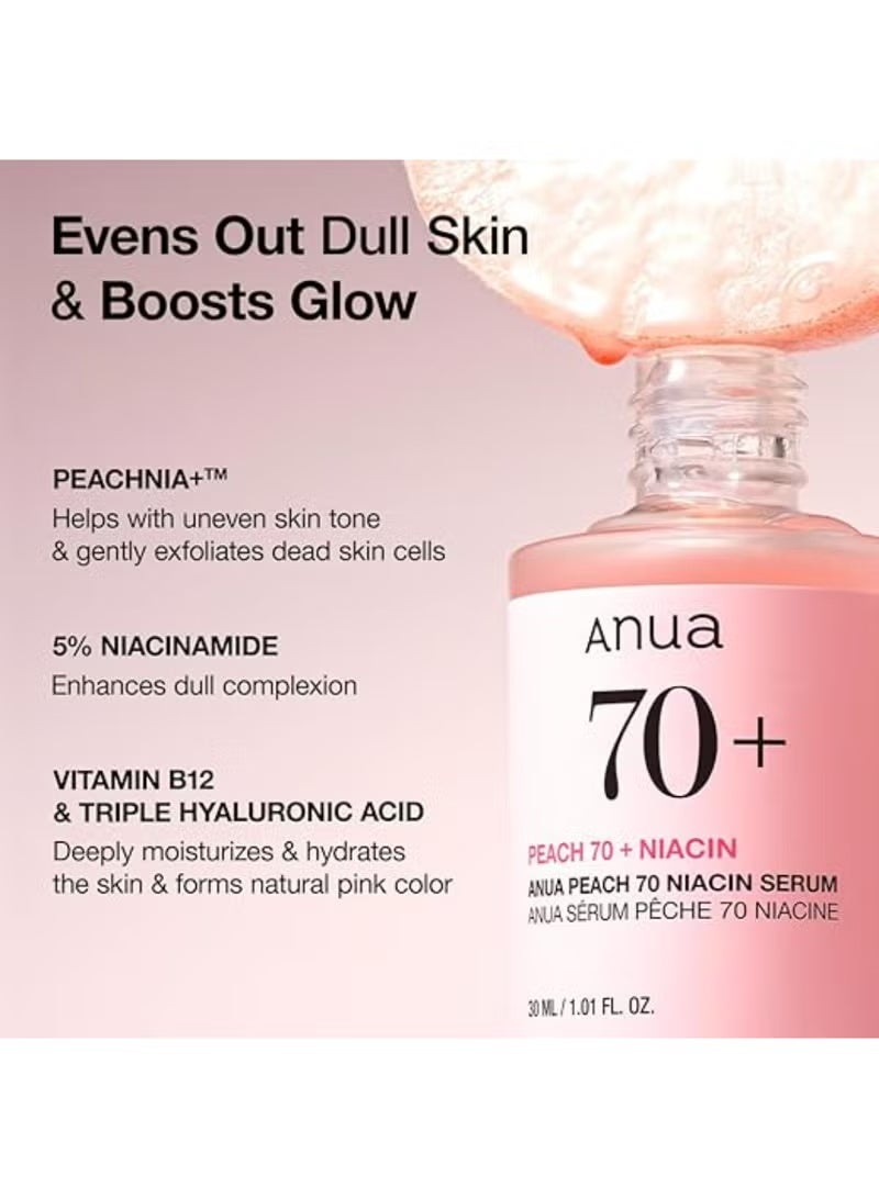 Peach 70% Niacinamide Serum brightening hydrating face serum hyperpigmentation treatment reducing melanine daily clean beauty, 30ml - Image 2